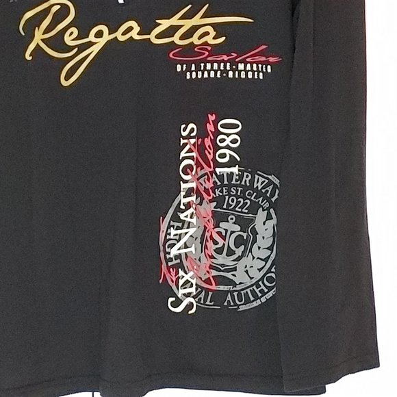 Spop Black & White Long Sleeve Tee Shirt Men's Sz XL Graphic Design Easy Care - Picture 4 of 7